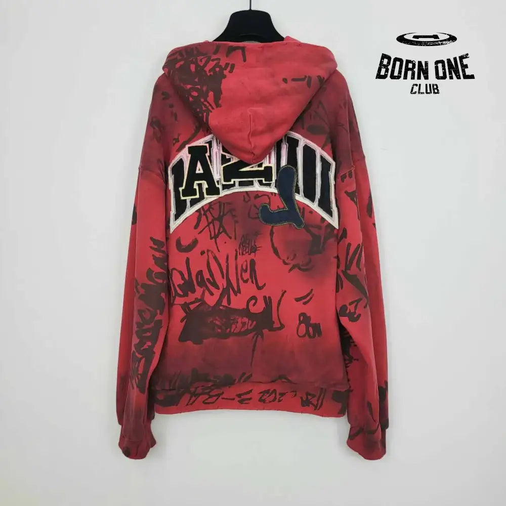 Luxo com capuz de zíper grafite pintado à mão para mulheres moletons com capuz afligidos hoodies do clube de futebol