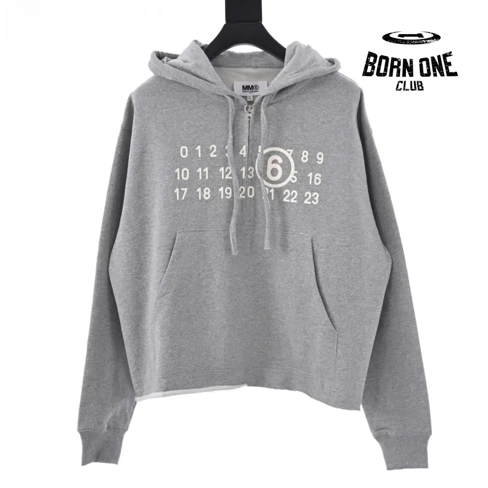 Maison Margiela Logo Print Hoodie in Grey Moletom