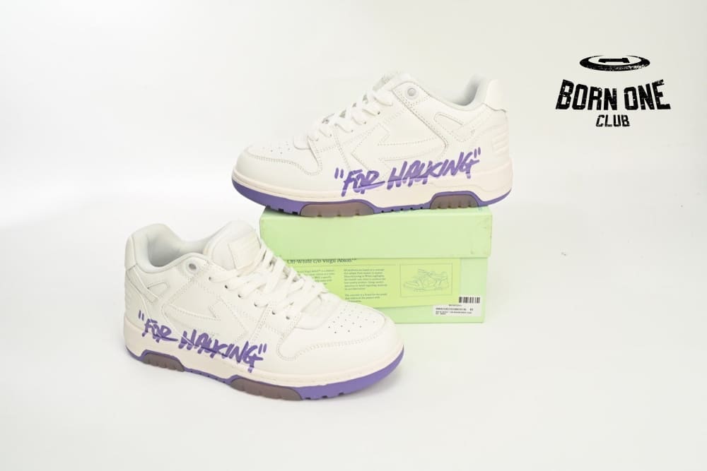 OFF-WHITE Out Of Office OOO "For Walking" Low Tops White Purple Printing OWIA259S 23LEA003 0136