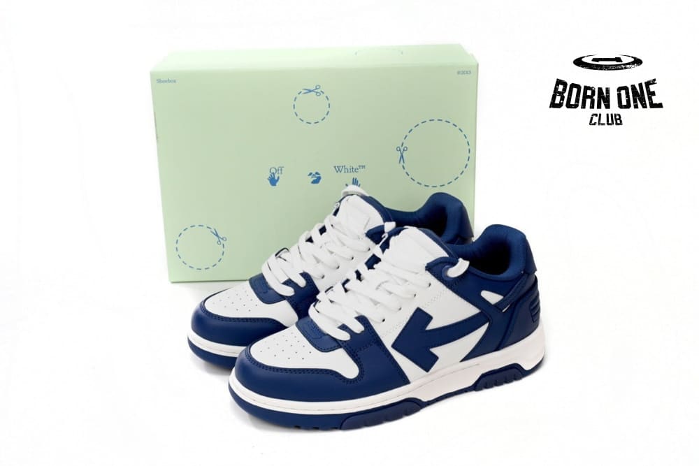 OFF-WHITE Out Of Office "OOO" Low Tops Dark Blue White OMIA189S22LEA0010142