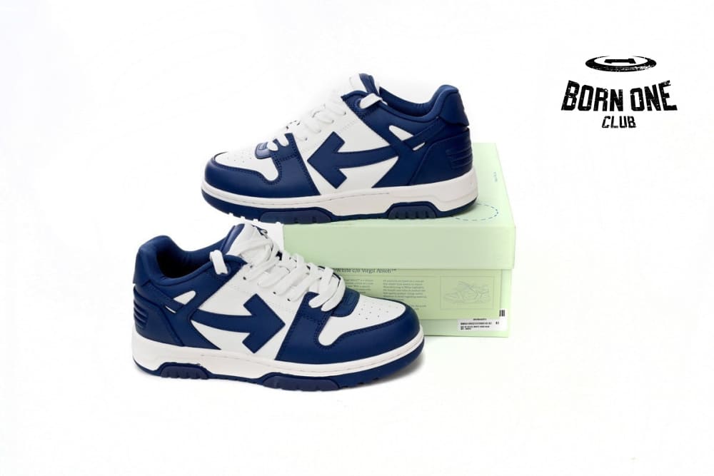 OFF-WHITE Out Of Office "OOO" Low Tops Dark Blue White OMIA189S22LEA0010142