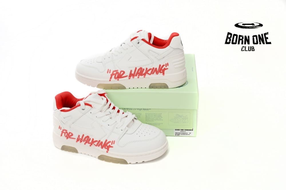 OFF-WHITE Out Of Office "OOO" Low Tops For Walking White White Red FW21