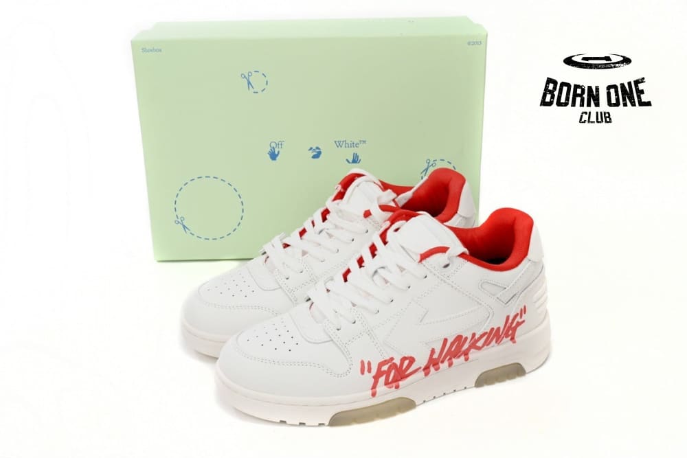 OFF-WHITE Out Of Office "OOO" Low Tops For Walking White White Red FW21