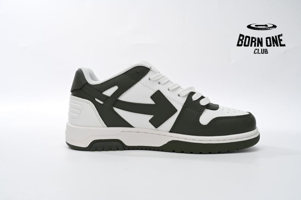 OFF-WHITE Out Of Office OOO Low Tops White Green OLIA189S23LEA0015901