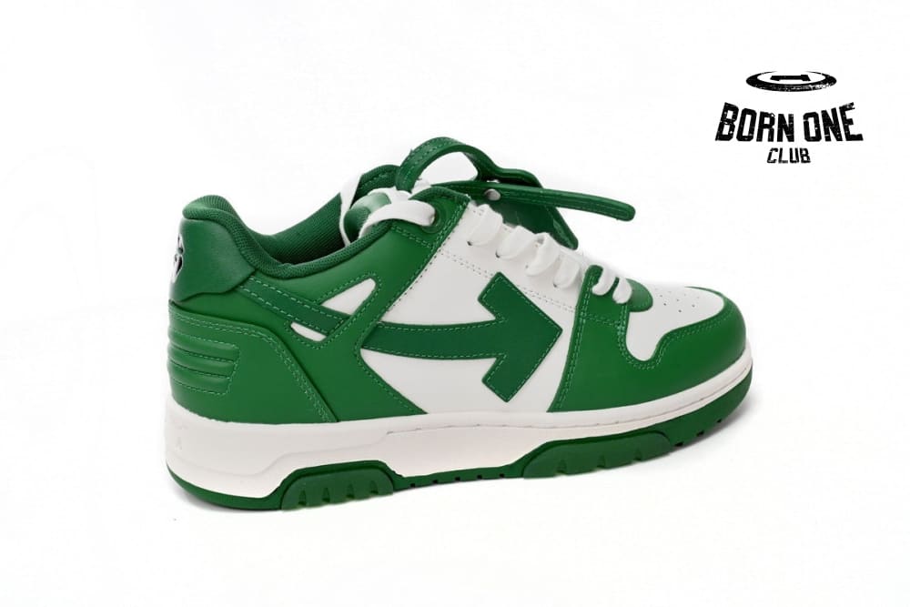 OFF-WHITE Out Of Office OOO Low Tops White Green OMIA189C99LEA0010155