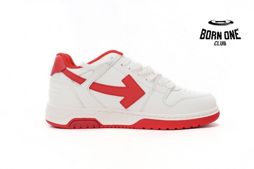 OFF-WHITE Out Of Office "OOO" Low Tops White Red OMIA189F22LEA0010125