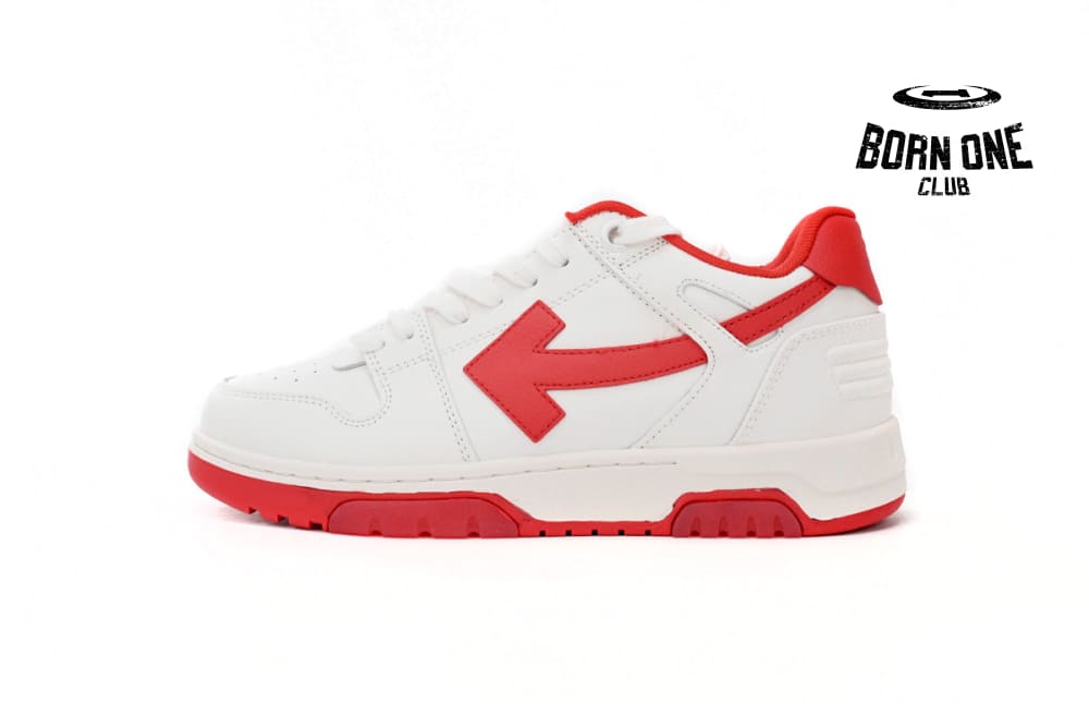 OFF-WHITE Out Of Office "OOO" Low Tops White Red OMIA189F22LEA0010125
