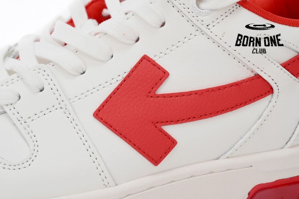 OFF-WHITE Out Of Office "OOO" Low Tops White Red OMIA189F22LEA0010125