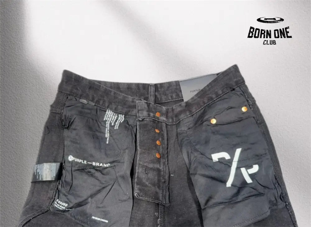 PURPLE BRΑND Rheinstone Pants Black Calça Jeans