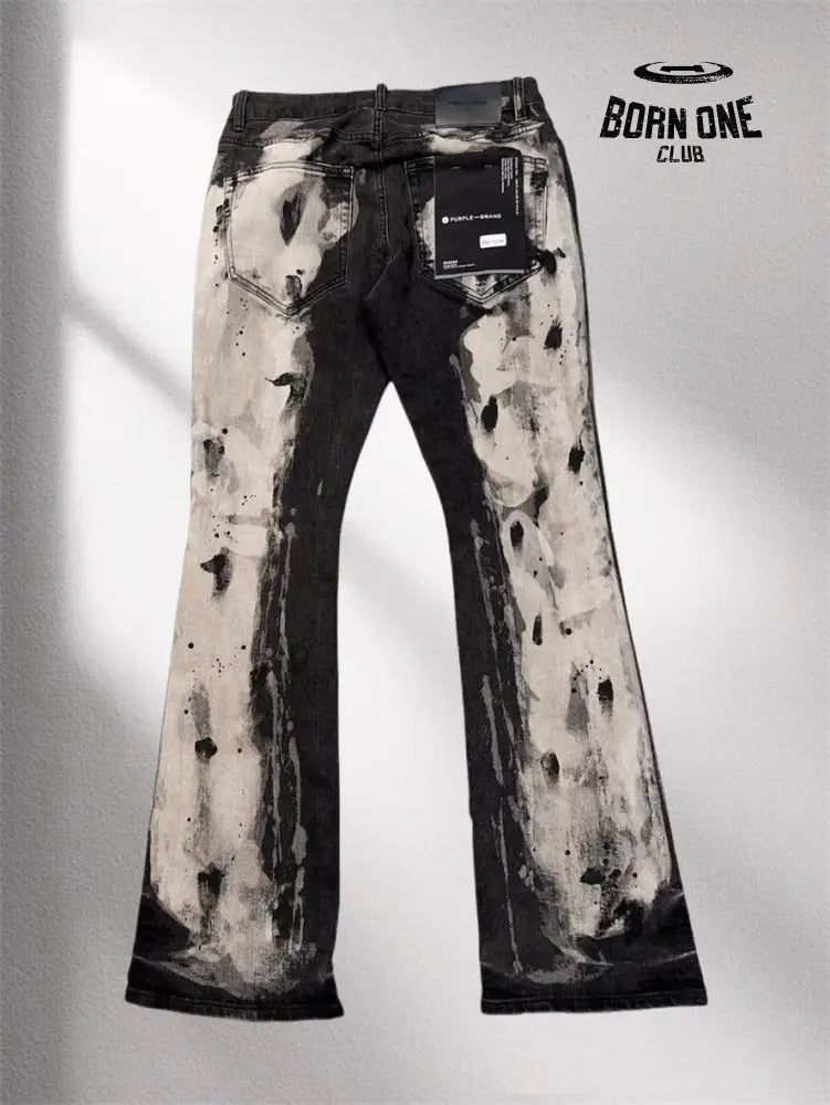 PURPLE BRΑND Splatter Ink Jeans Black Calça Jeans