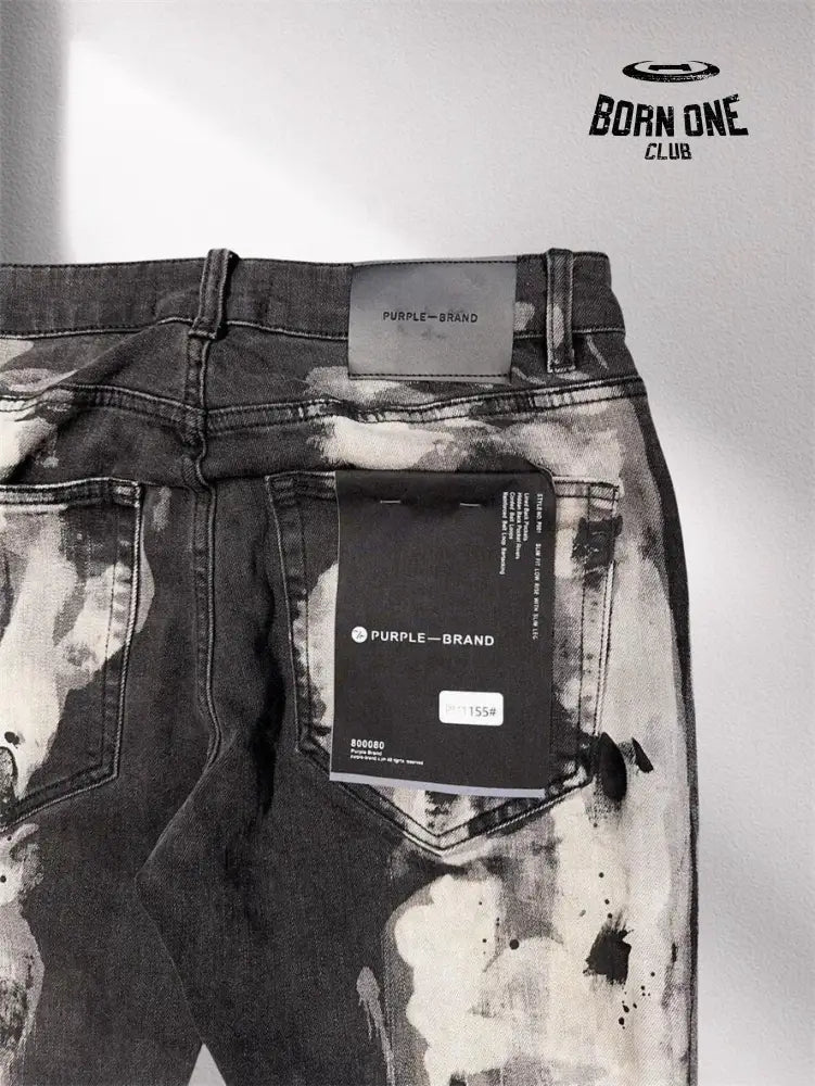 PURPLE BRΑND Splatter Ink Jeans Black Calça Jeans