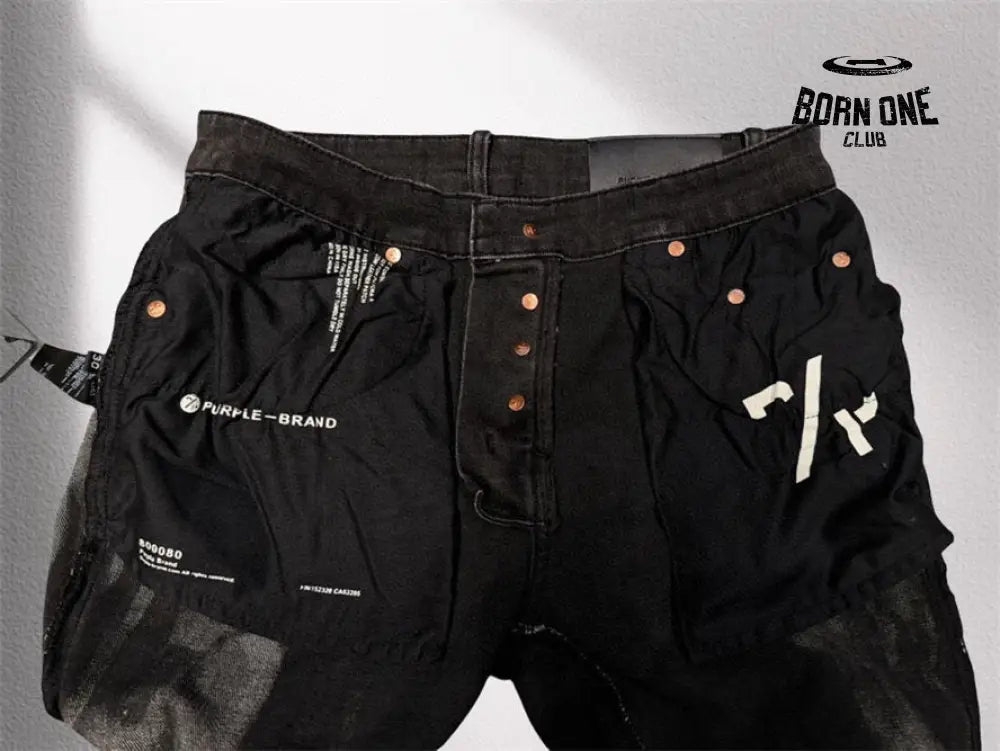 PURPLE BRΑND Splatter Ink Jeans Black Calça Jeans