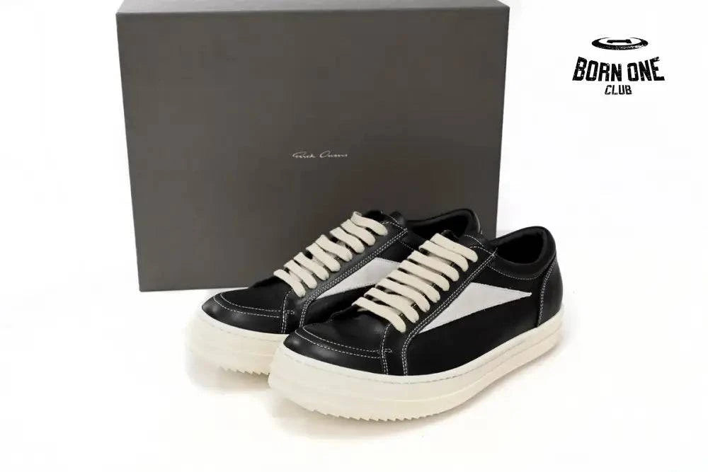 Rick Owens EDFU Vintage Sneaks Leather Black Milk White