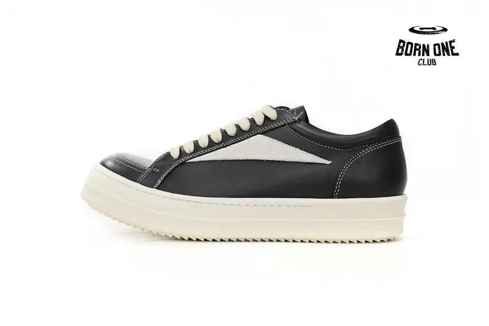 Rick Owens EDFU Vintage Sneaks Leather Black Milk White