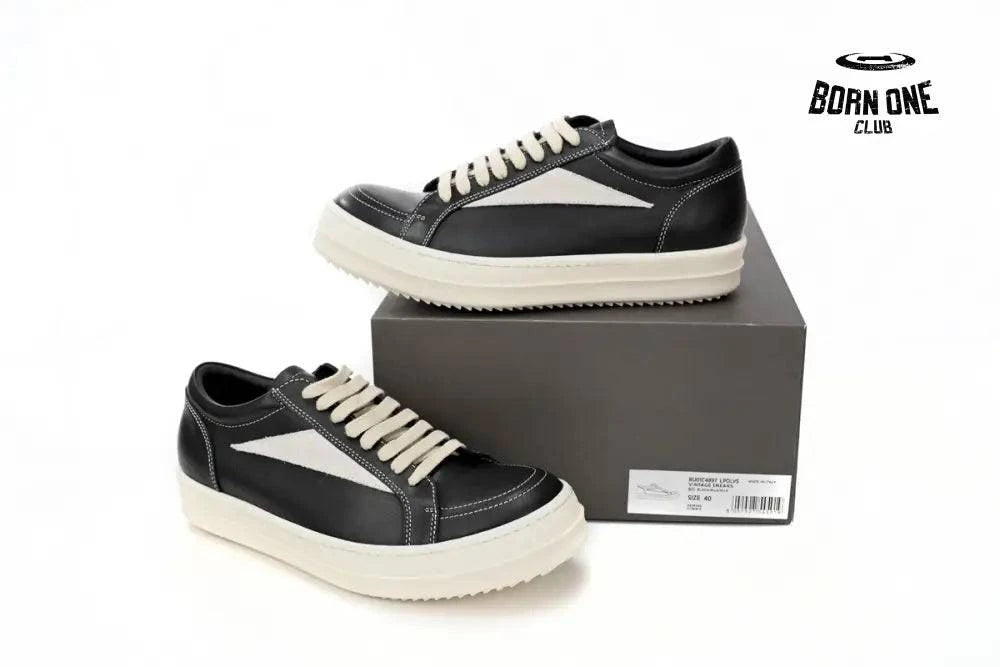 Rick Owens EDFU Vintage Sneaks Leather Black Milk White