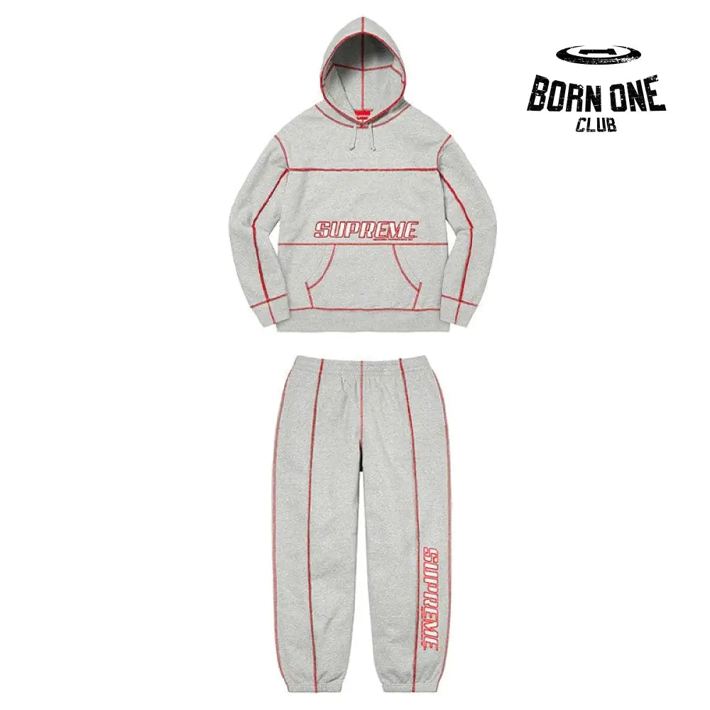 Set Supreme Coverstitch Hooded Conjunto Moletom