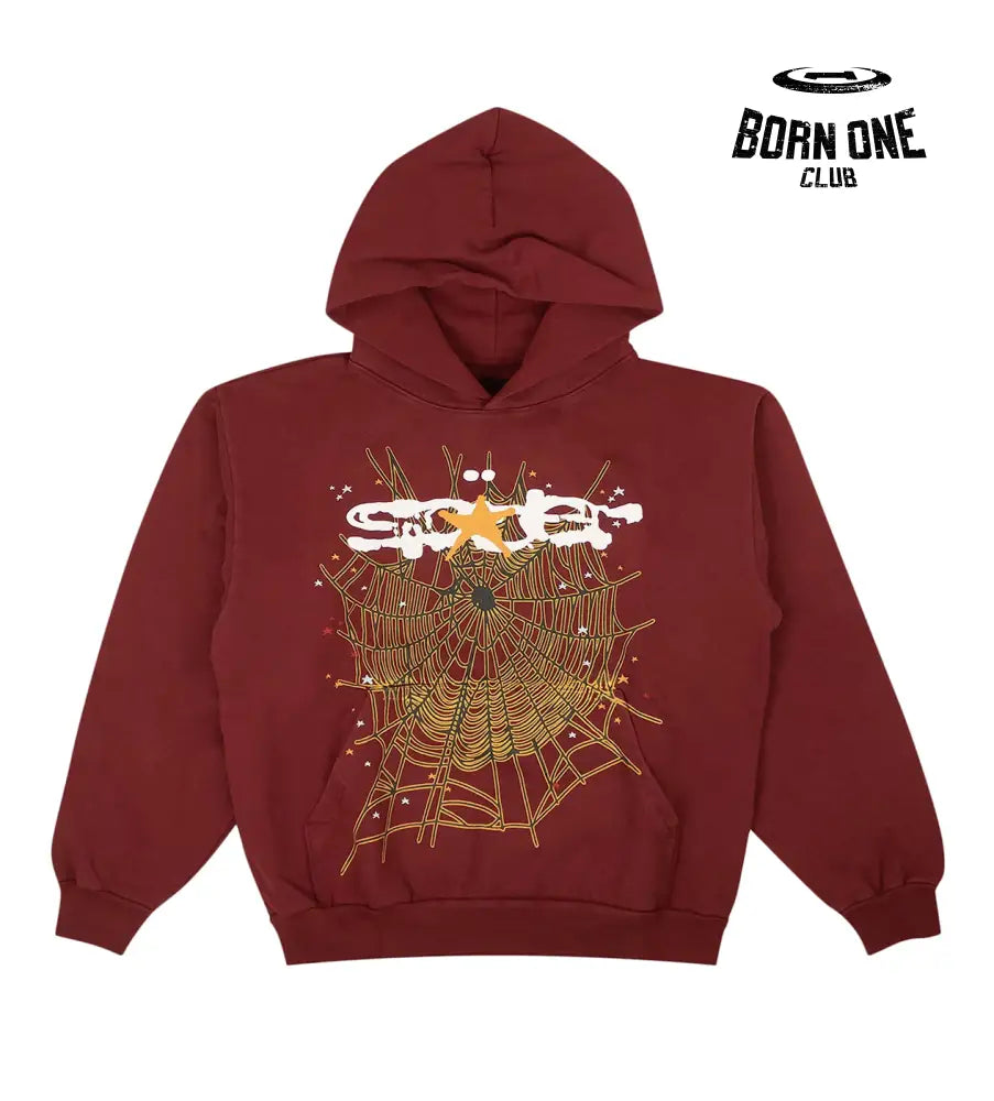 Sp5der Logo Hoodie Maroon Hoodie