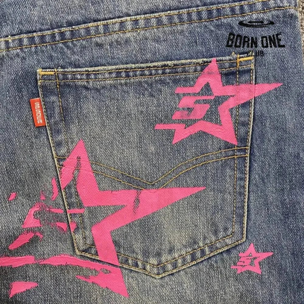 Sp5der Pink Stars Calça Jeans