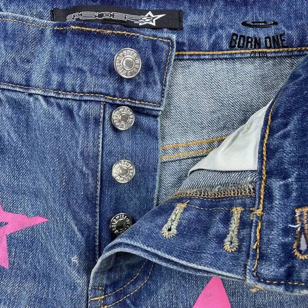 Sp5der Pink Stars Calça Jeans