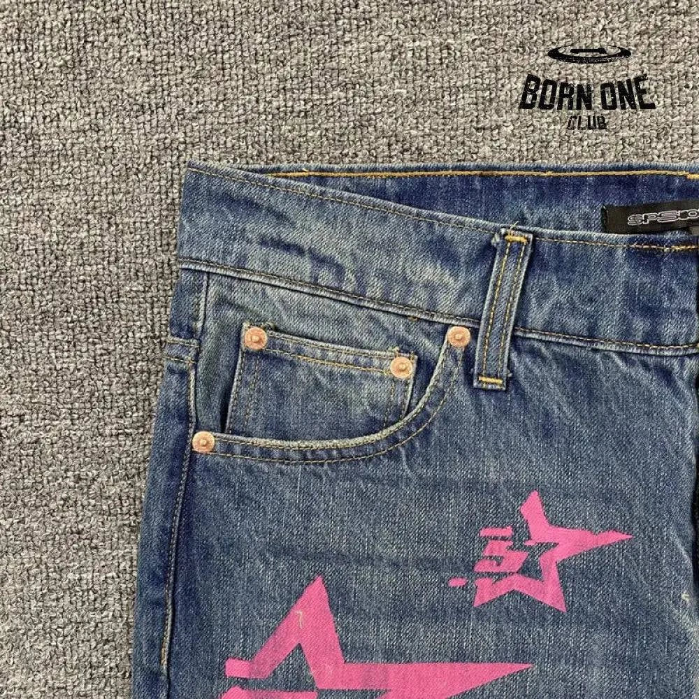 Sp5der Pink Stars Calça Jeans