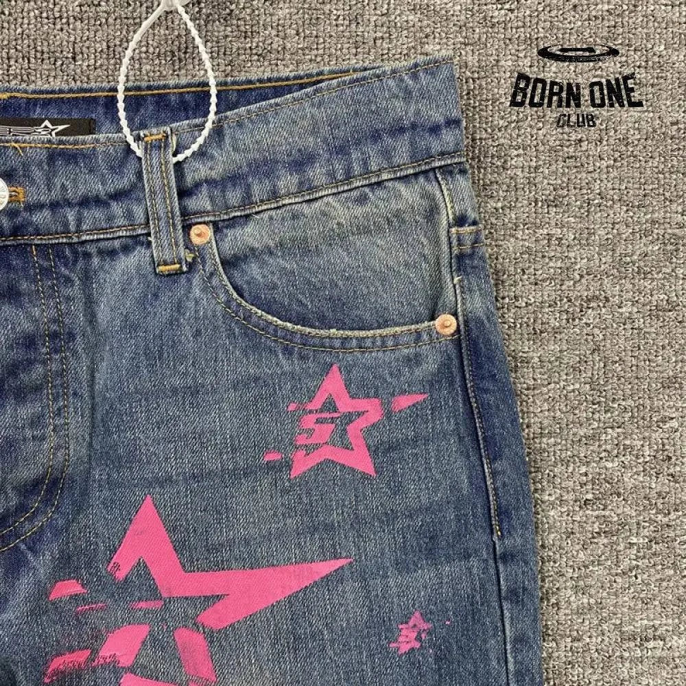 Sp5der Pink Stars Calça Jeans