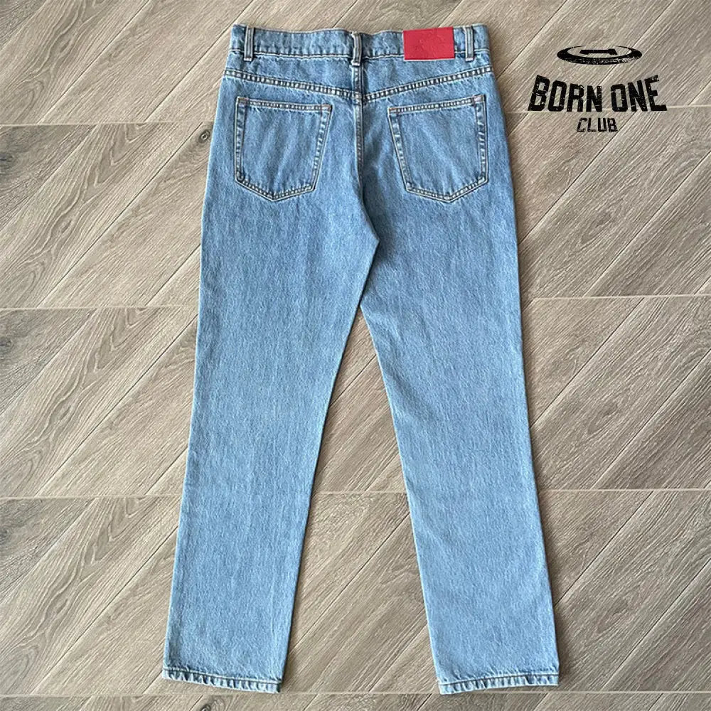 Spider denim jean jacket red logo Conjunto Jaqueta Calça
