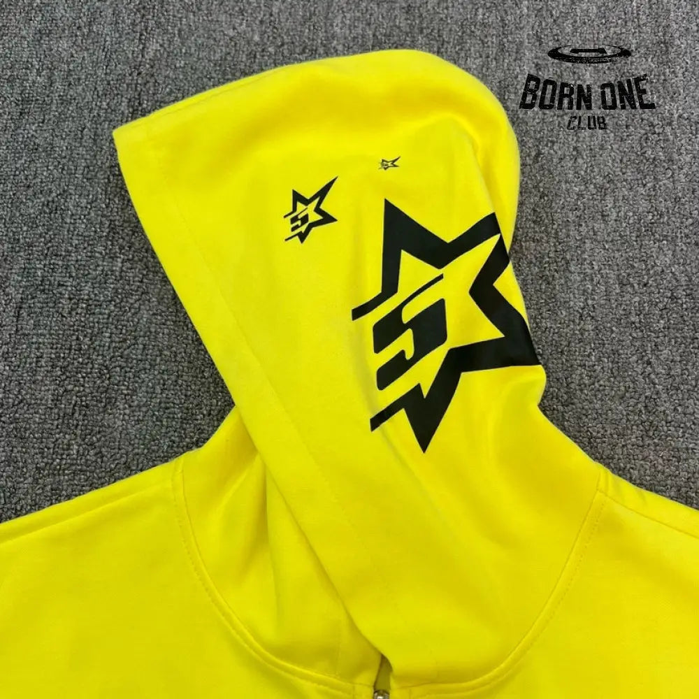 Spider Yellow 5-Star Zip Hoodie Jaqueta Moletom