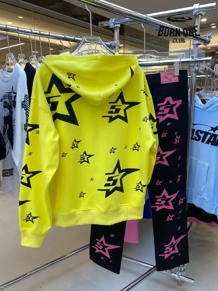 Spider Yellow 5-Star Zip Hoodie Jaqueta Moletom