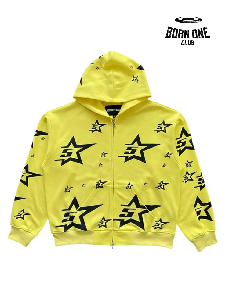Spider Yellow 5-Star Zip Hoodie Jaqueta Moletom