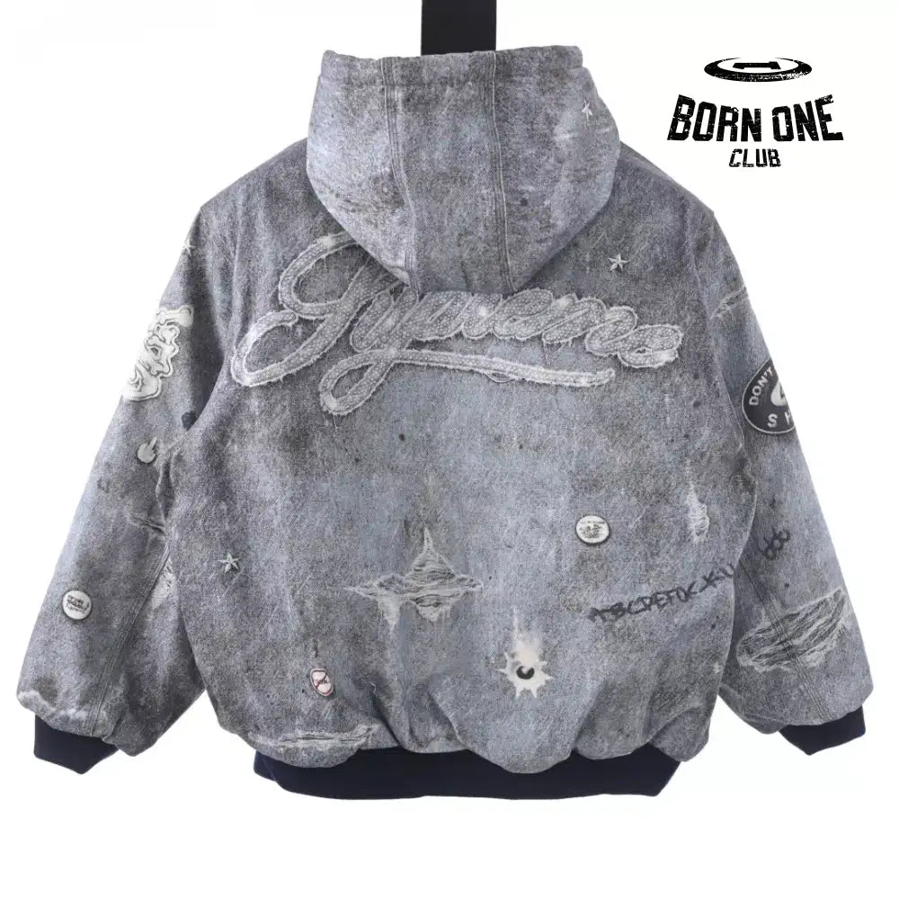 Supreme x HJR Trompe L’oeil Hooded Work Jacket in Blue Jaqueta