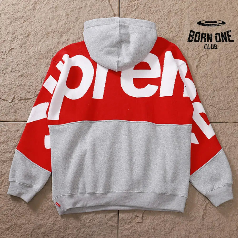 Moletom Supreme Big Logo Jacquard Red Grey