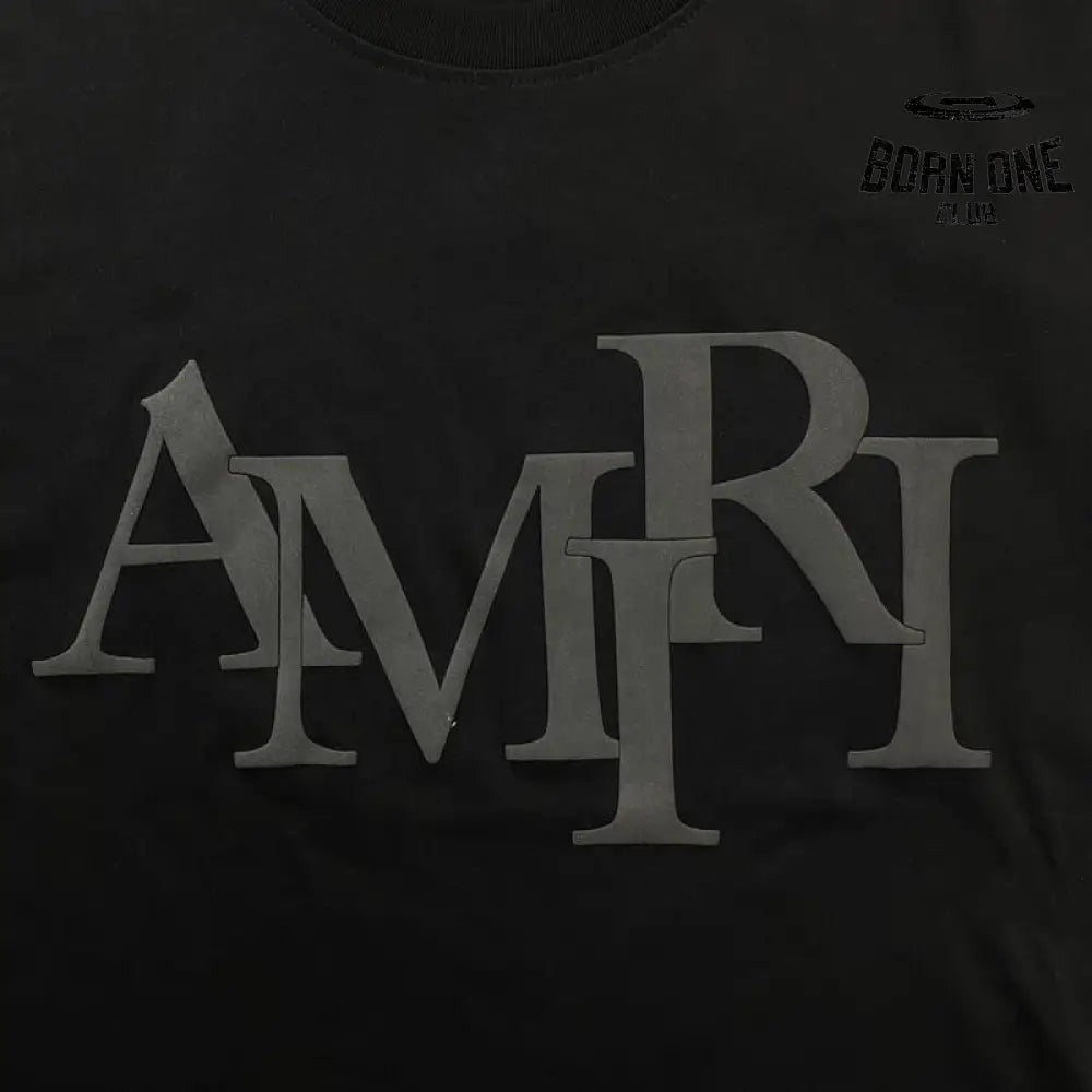 Camiseta Amiri Staggered Logo Preto