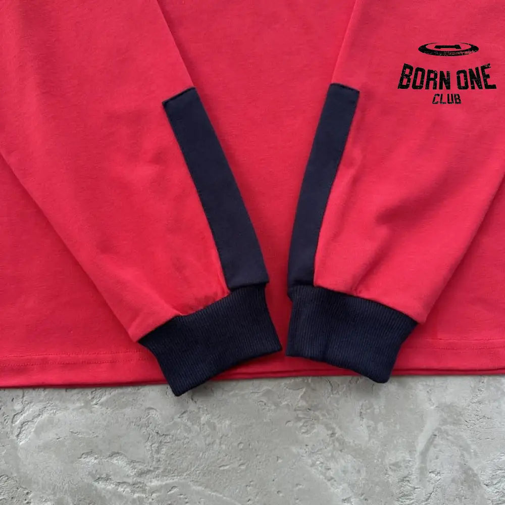 Camisa Corteiz Paneled Rugby Polo Vermelha