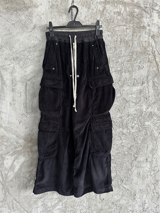 Rick Owens DRKSHDW Cargo Calça Cotelê (Alta Qualidade)