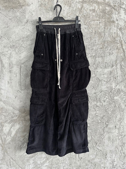 Rick Owens DRKSHDW Cargo Calça Cotelê (Alta Qualidade)