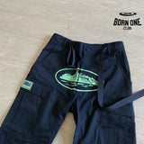 Calça Corteiz Cargo Preta e Verde