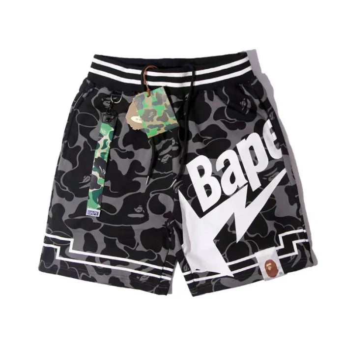 Bape Shorts Black Camo Beach