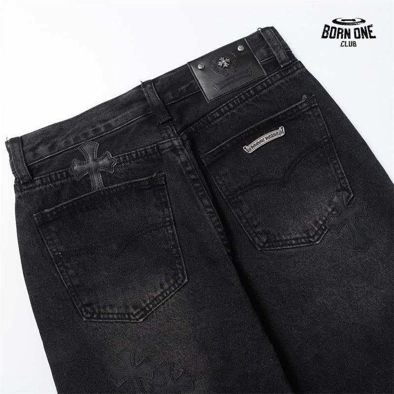 Bermuda Jeans Chrome Hearts Cross Preta