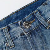 Bermuda Jeans Chrome Hearts Cross Patch Azul Claro