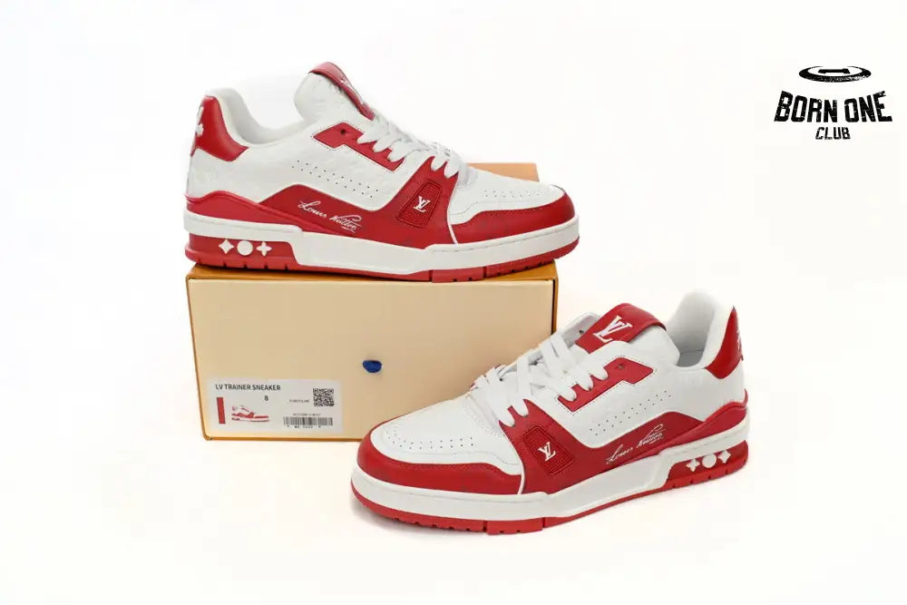 Louis Vuitton Trainer #54 Signature Red White 1AANFH
