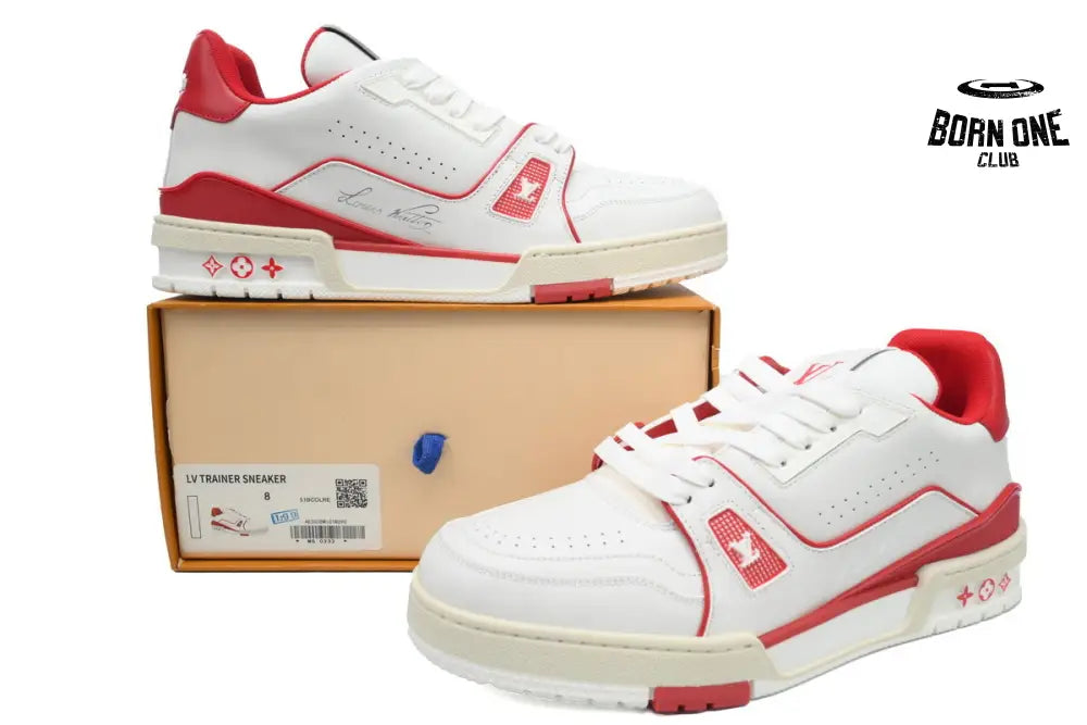 Louis Vuitton Trainer #54 Signature White Red 1ABFBE
