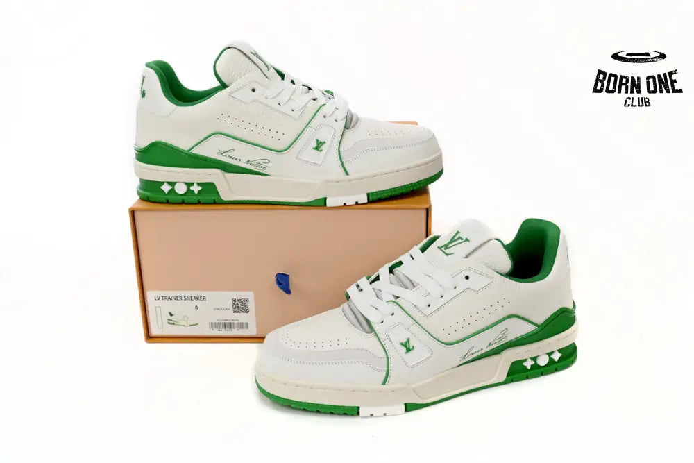 Louis Vuitton Trainer #54 Signature White Green 1ABNIS
