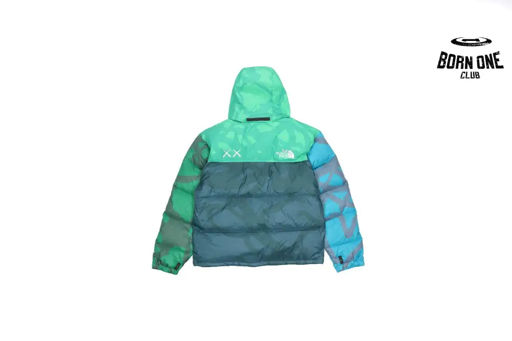 The North Face x KAWS Youth Retro 1996 Nuptse Jaqueta KW Safety Green Nuptse Print NF0A7WLX