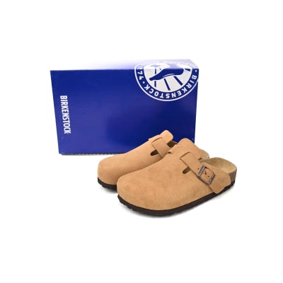 Birkenstock Boston Suede Cork Brown Pattern Footbed 1023465