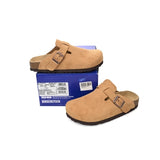 Birkenstock Boston Suede Cork Brown Pattern Footbed 1023465