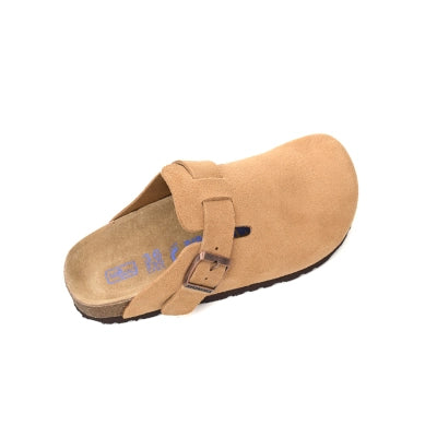 Birkenstock Boston Suede Cork Brown Pattern Footbed 1023465