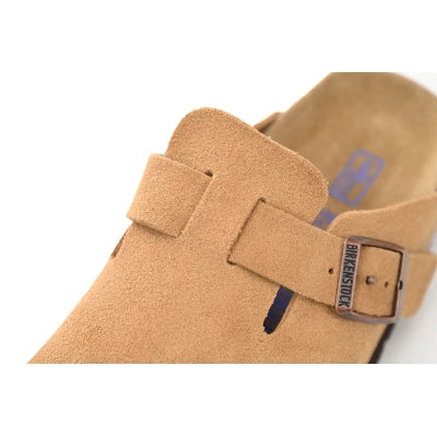 Birkenstock Boston Suede Cork Brown Pattern Footbed 1023465