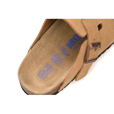 Birkenstock Boston Suede Cork Brown Pattern Footbed 1023465