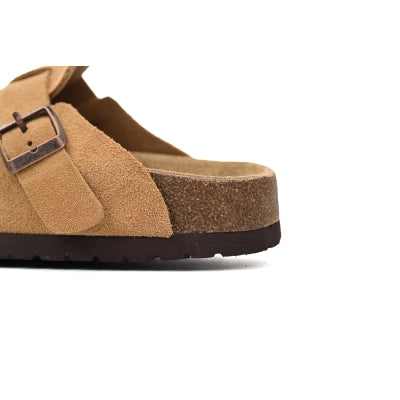 Birkenstock Boston Suede Cork Brown Pattern Footbed 1023465