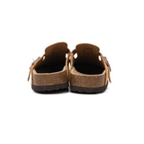 Birkenstock Boston Suede Cork Brown Pattern Footbed 1023465